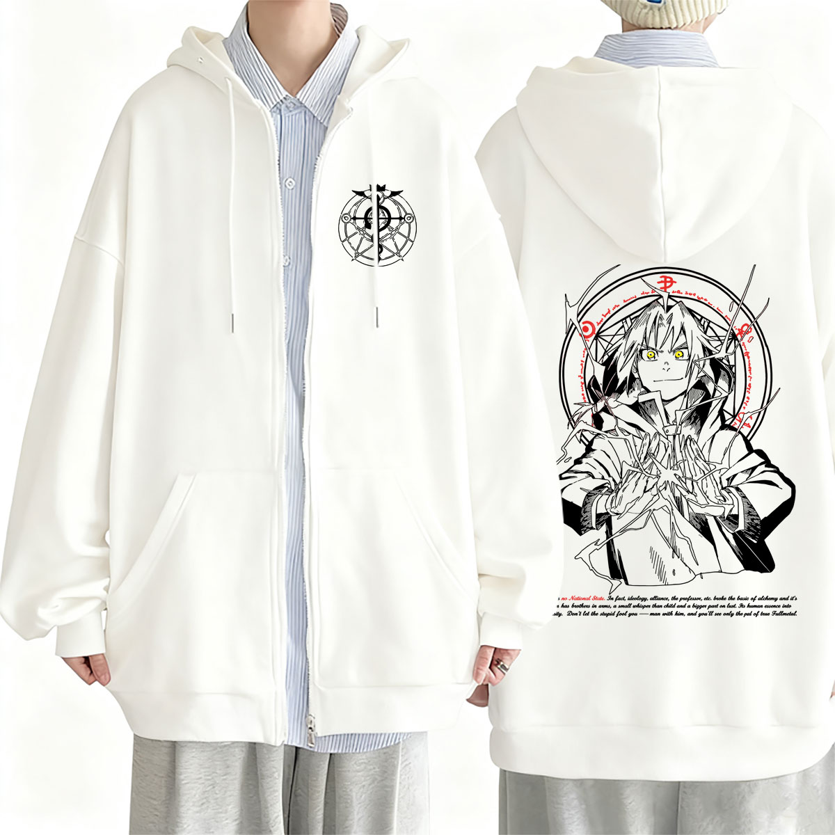 Fullmetal Alchemist Coat - Anime Fullmetal Alchemist Fermuarlı Kapüşonlu Üst