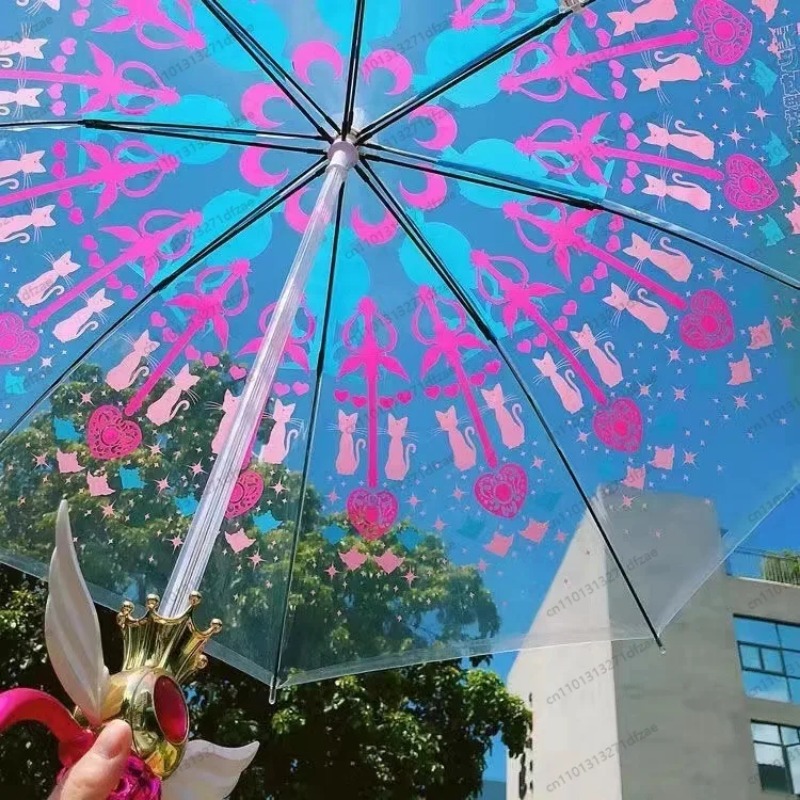 Sailor Moon Wand - Sevimli Sailor Moon Şeffaf Şemsiye, Parlayan