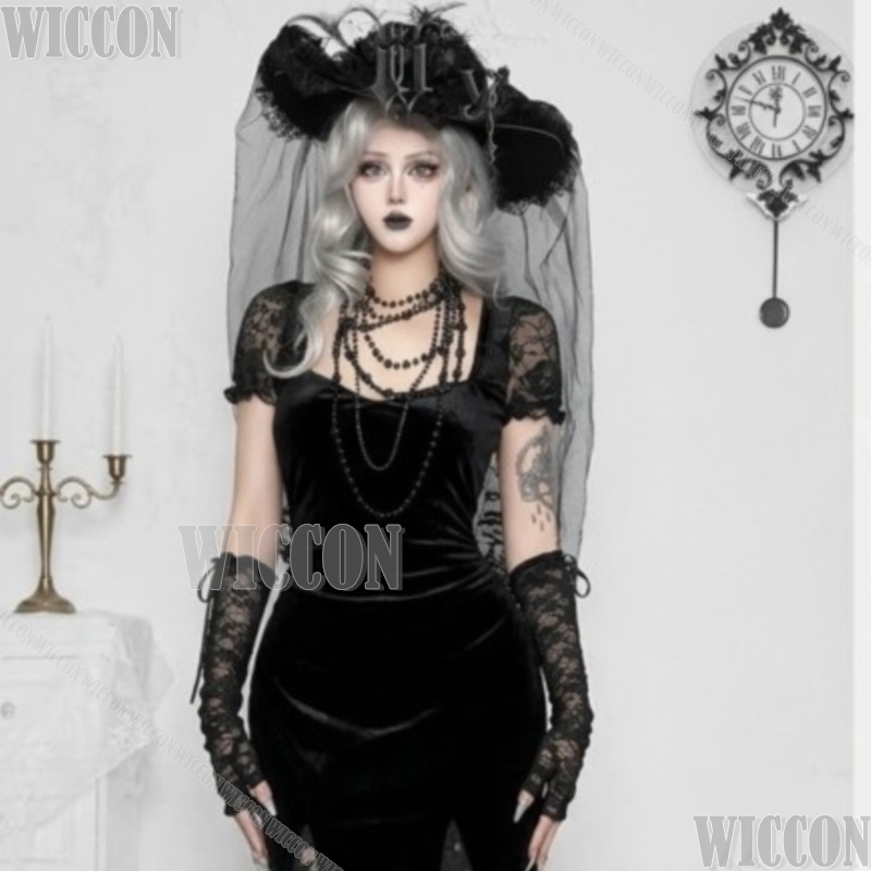 Anime Cosplay Events 2026 - Gotik Koyu Denizkızı Dantel Uzun Elbise