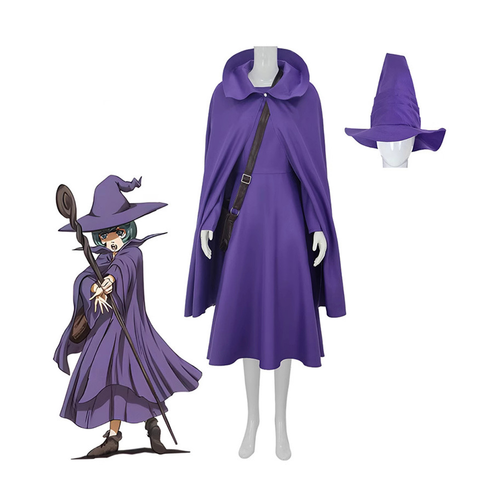 Anime Cosplay Little Girl - Berserk Schierke Elbise Pelerin Şapka Çanta