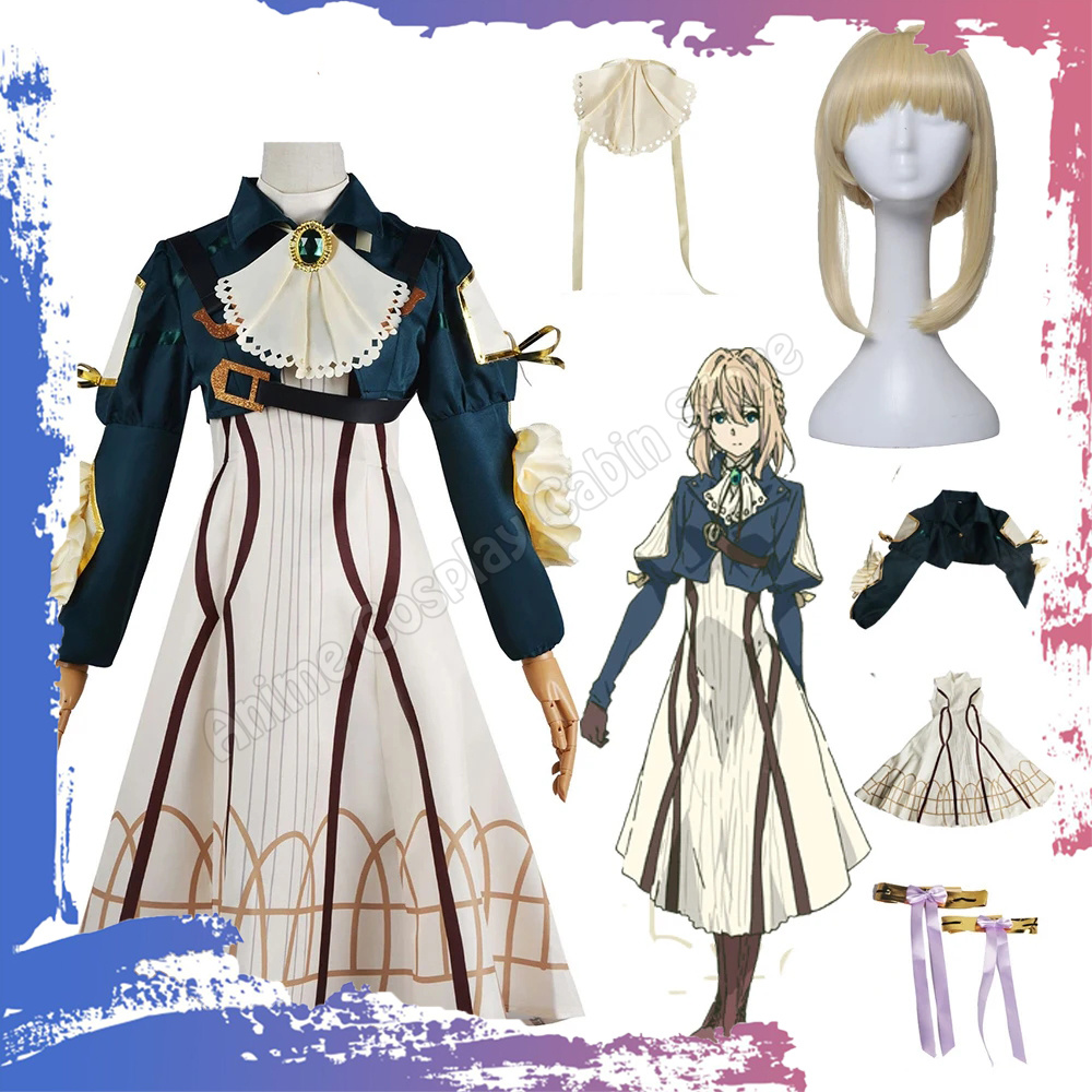 Violet Evergarden Dress - Anime Violet Evergarden Cosplay Kostüm Peruk