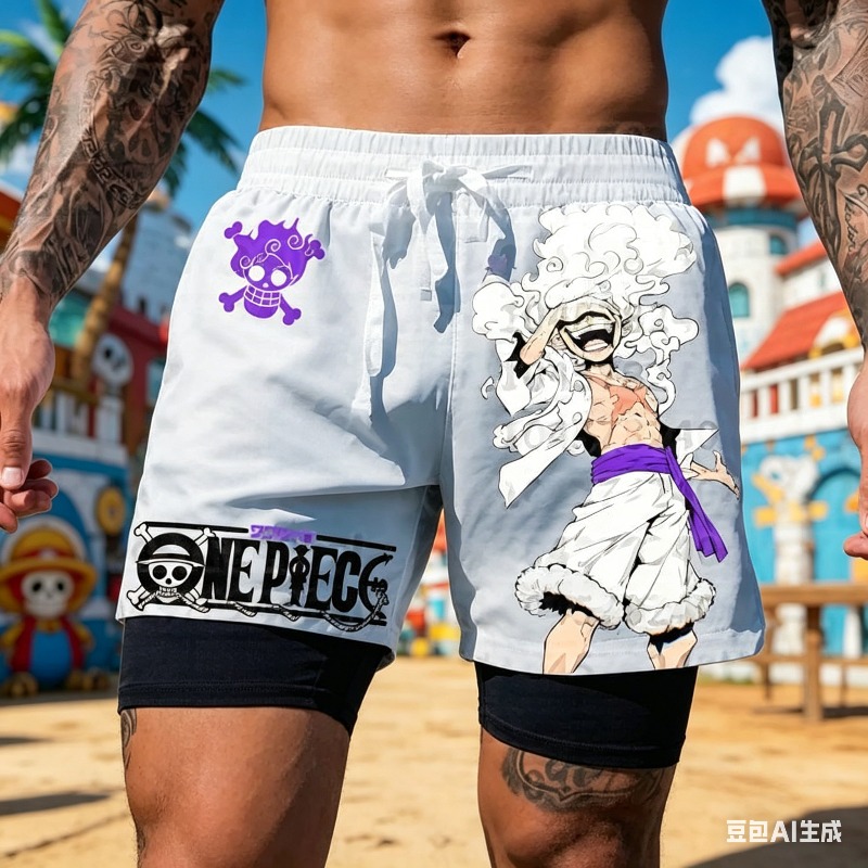 Quick Anime Cosplay - One Piece Anime Beyaz Çift Katmanlı