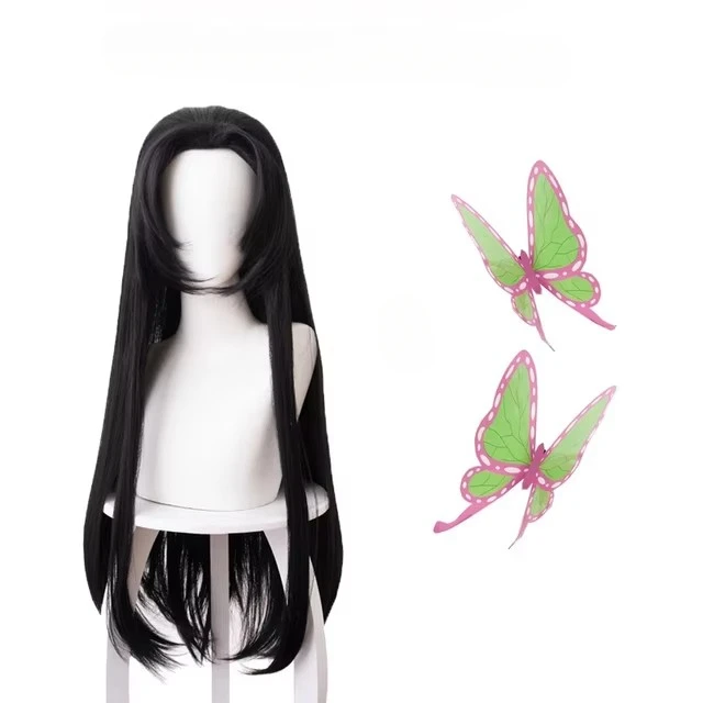 Anime Cosplay Long Black Hair - Anime Kochou Kanae Peruk Kimetsu no