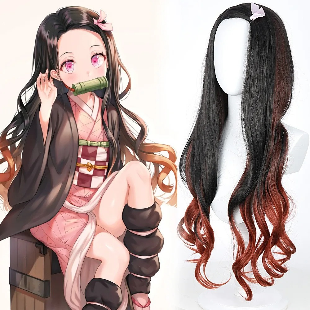 Siyah Koyu Kırmızı Gradyan Ren - Anime Cosplay Long Black Hair incelemesi ve fiyatı