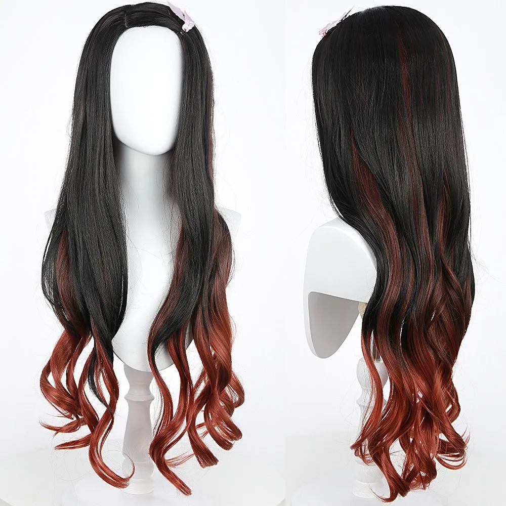 Siyah Koyu Kırmızı Gradyan Ren - Anime Cosplay Long Black Hair incelemesi ve fiyatı