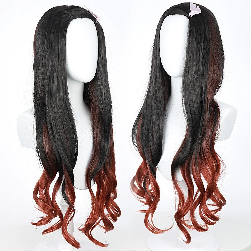 Siyah Koyu Kırmızı Gradyan Ren - Anime Cosplay Long Black Hair incelemesi ve fiyatı